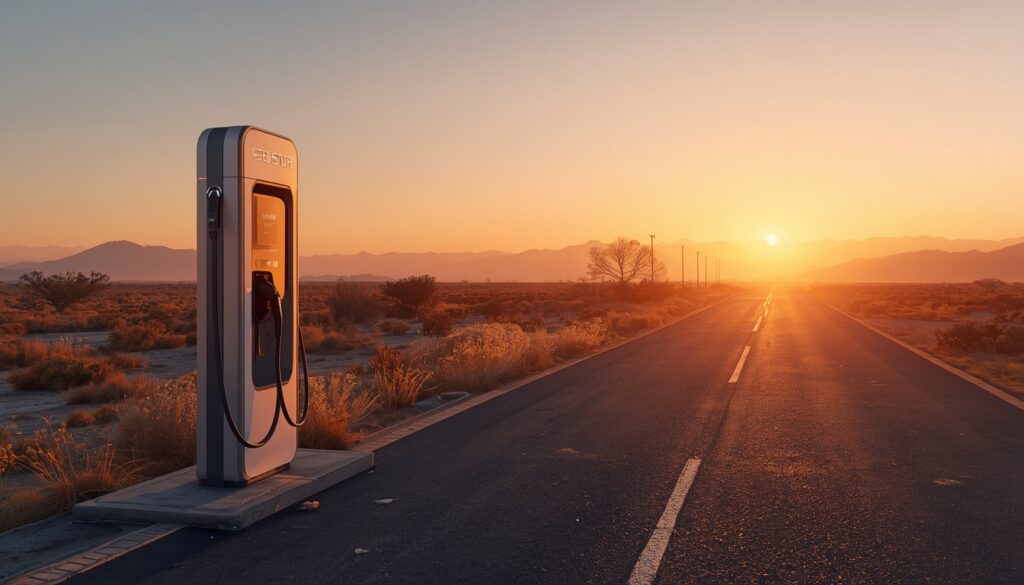 My EV Journey lucid origin photorealistic modern electric vehicle charging station in the foreground on the 0 (1)